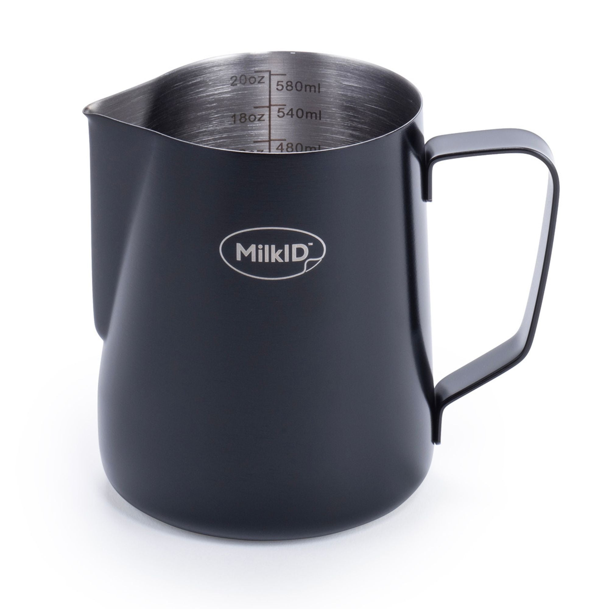 Black 20oz (600ml) Stainless Steel Milk Frothing Pitcher with Silicone Labels – Latte Art Ready