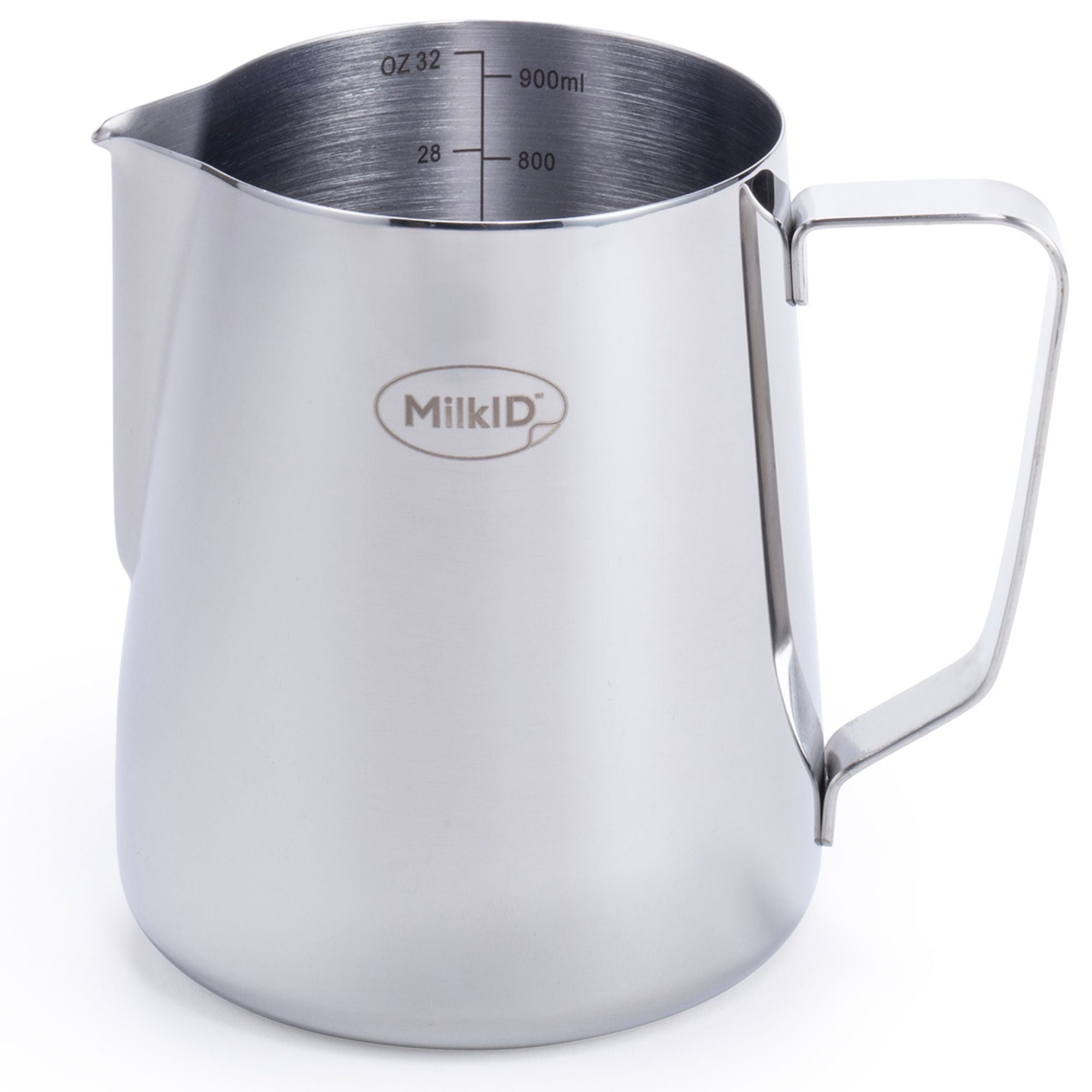 Silver 32oz (900ml) Stainless Steel Milk Frothing Pitcher with Silicone Labels – Best for Large Orders